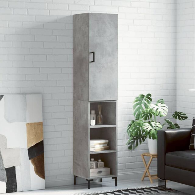 Berkfield Home Highboard Concrete Grey 34.5x34x180 cm Engineered Wood - image 1