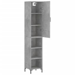 Berkfield Home Highboard Concrete Grey 34.5x34x180 cm Engineered Wood - thumbnail 4