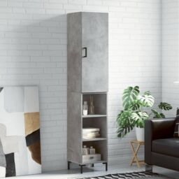 Berkfield Home Highboard Concrete Grey 34.5x34x180 cm Engineered Wood - thumbnail 1