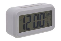 Orsina White LCD Digital Clock, Compact & Modern Display With Time, Date & Temperature, Battery-Operated With in Grey - thumbnail 1