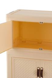 Living and Home Foldable 3-Tier Rolling Storage Cabinet with Magnetic Doors in Beige - thumbnail 9