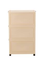 Living and Home Foldable 3-Tier Rolling Storage Cabinet with Magnetic Doors in Beige - thumbnail 5
