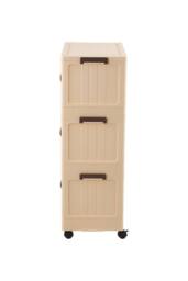 Living and Home Foldable 3-Tier Rolling Storage Cabinet with Magnetic Doors in Beige - thumbnail 6