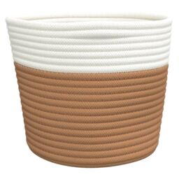 Berkfield Home Storage Baskets 2 pcs Brown & White √ò24x18 cm Cotton - Size: 24x18 cm - thumbnail 6