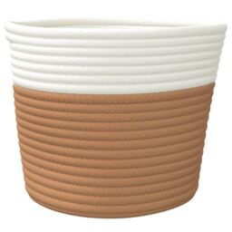Berkfield Home Storage Baskets 2 pcs Brown & White √ò24x18 cm Cotton - Size: 24x18 cm - thumbnail 5