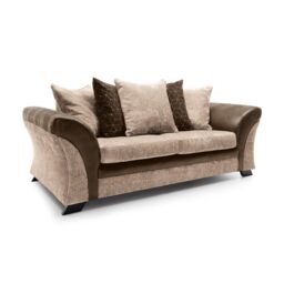 Abakus Direct Farrow Crushed Chenille 3 Seater Sofa in Brown & Beige - thumbnail 3