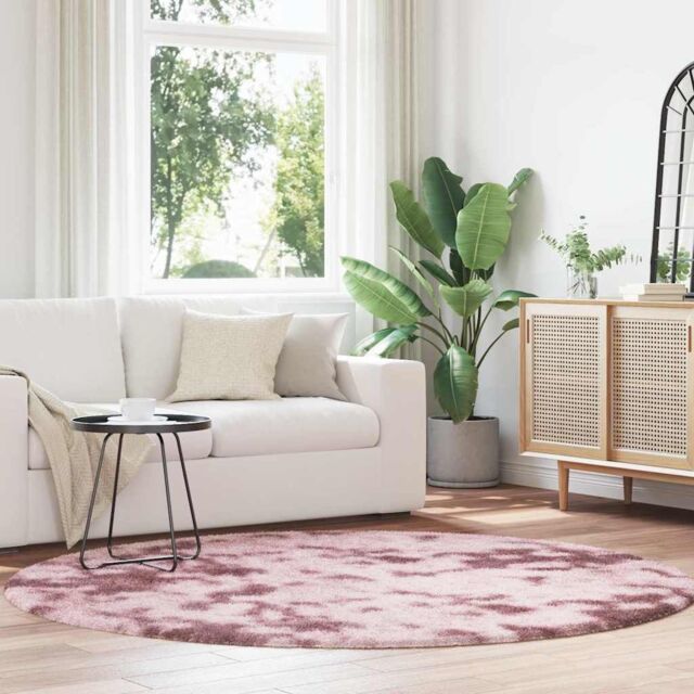 Berkfield Home Shaggy Rug High Pile NAVARRA Dusty Pink 200x200 cm Polyester - Size: Medium - image 1