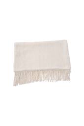 Living and Home Cozy Knitted Fringed Throw for Sofa & Bed Decor in Beige - Size: 130 cm x 170 cm - thumbnail 4