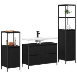 Berkfield Home Modern 3 Piece Bathroom Furniture Set - Black Oak Engineered Wood - thumbnail 1