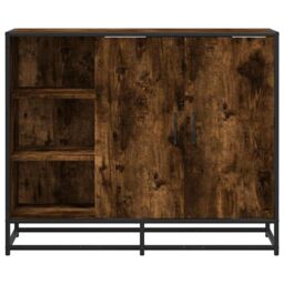 Berkfield Home Sideboard Smoked Oak 92x35x76 cm Engineered Wood in Brown - Size: 92 x 35 x 76 cm - thumbnail 4
