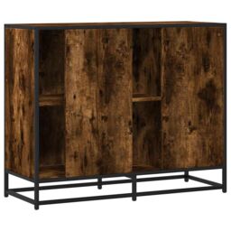 Berkfield Home Sideboard Smoked Oak 92x35x76 cm Engineered Wood in Brown - Size: 92 x 35 x 76 cm - thumbnail 6