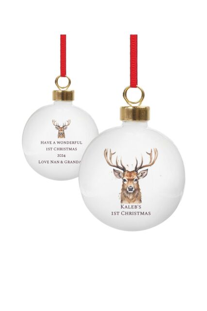 Personalised Memento Company Personalised Christmas Foliage Bauble in White - image 1