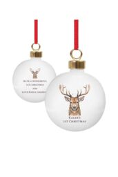 Personalised Memento Company Personalised Christmas Foliage Bauble in White