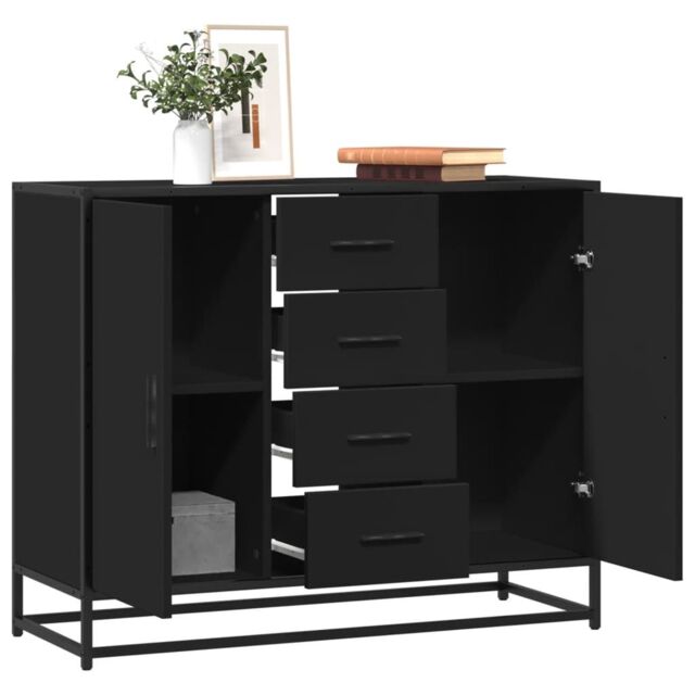 Berkfield Home Sideboard Black 92x35x76 cm Engineered Wood - Size: 92 x 35 x 76 cm - image 1