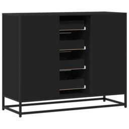 Berkfield Home Sideboard Black 92x35x76 cm Engineered Wood - Size: 92 x 35 x 76 cm - thumbnail 6