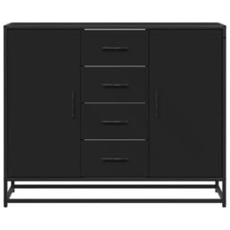 Berkfield Home Sideboard Black 92x35x76 cm Engineered Wood - Size: 92 x 35 x 76 cm - thumbnail 4