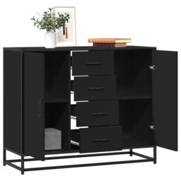 Berkfield Home Sideboard Black 92x35x76 cm Engineered Wood - Size: 92 x 35 x 76 cm - thumbnail 1