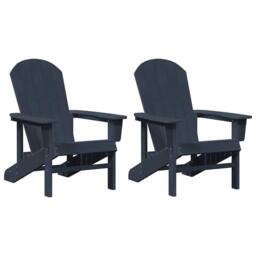 Berkfield Home Modern Adirondack Chairs 2 pcs Navy Blue 74x82x90 cm HDPE - Size: 74 x 82 x 90 cm - thumbnail 3