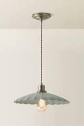 ValueLights Holborn Brushed Gold with Scallop Shade Ceiling Pendant Light in Green - thumbnail 3