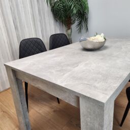KOSY KOALA Stone Grey Effect Wood Dining Table Set with 4 Black Gem Pattern Chairs Dining Room Furniture in Brown - thumbnail 6