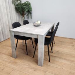 KOSY KOALA Stone Grey Effect Wood Dining Table Set with 4 Black Gem Pattern Chairs Dining Room Furniture in Brown - thumbnail 8