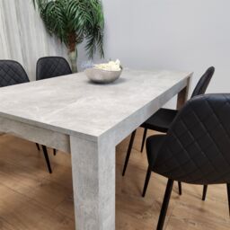 KOSY KOALA Stone Grey Effect Wood Dining Table Set with 4 Black Gem Pattern Chairs Dining Room Furniture in Brown - thumbnail 5