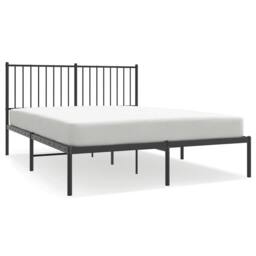 Berkfield Home Metal Bed Frame with Headboard Black 140x200 cm - thumbnail 1