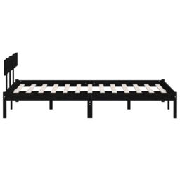 Berkfield Home Bed Frame Black Solid Wood Pine 135x190 cm Double - thumbnail 5