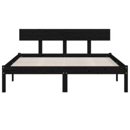 Berkfield Home Bed Frame Black Solid Wood Pine 135x190 cm Double - thumbnail 4
