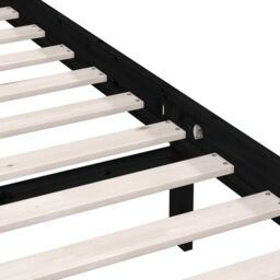 Berkfield Home Bed Frame Black Solid Wood Pine 135x190 cm Double - thumbnail 6