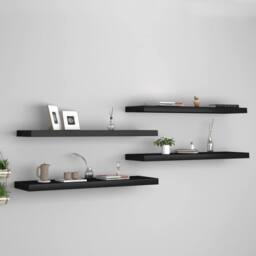 Berkfield Home Floating Wall Shelves 4 pcs Black 90x23.5x3.8 cm MDF - thumbnail 2
