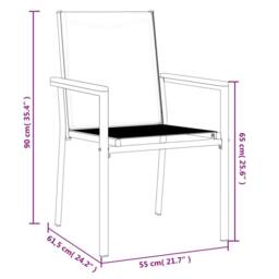 Berkfield Home Beautiful Garden Chairs 4 pcs Black 55x61.5x90 cm Textilene & Steel - thumbnail 8
