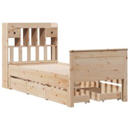 Berkfield Home Bookcase Bed without Mattress 90x200 cm Solid Wood Pine in Brown - thumbnail 3