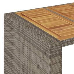 Berkfield Home Garden Bar Table with Acacia Wood Top Grey 105x80x110 cm Poly Rattan - Size: 105 x 80 x 110 cm - thumbnail 9