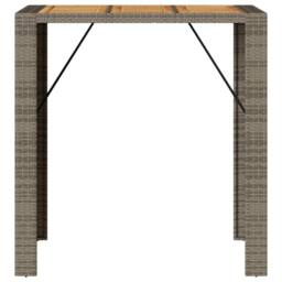 Berkfield Home Garden Bar Table with Acacia Wood Top Grey 105x80x110 cm Poly Rattan - Size: 105 x 80 x 110 cm - thumbnail 5