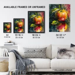 "Artery8 Apple Still Life Modern Artwork Fruit Mirror Wall Art Print in Green - Size: W12"" x H16""" - thumbnail 3