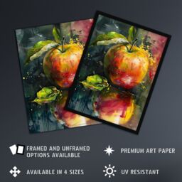 "Artery8 Apple Still Life Modern Artwork Fruit Mirror Wall Art Print in Green - Size: W12"" x H16""" - thumbnail 2
