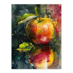 "Artery8 Apple Still Life Modern Artwork Fruit Mirror Wall Art Print in Green - Size: W12"" x H16""" - thumbnail 1