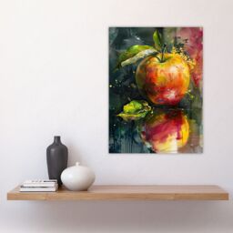 "Artery8 Apple Still Life Modern Artwork Fruit Mirror Wall Art Print in Green - Size: W12"" x H16""" - thumbnail 4