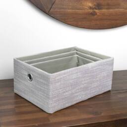 JVL Serena Rectangular Storage Baskets - Set of 3 in Light Grey - thumbnail 9