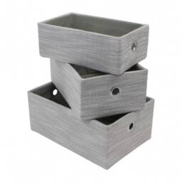 JVL Serena Rectangular Storage Baskets - Set of 3 in Light Grey - thumbnail 5