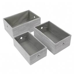 JVL Serena Rectangular Storage Baskets - Set of 3 in Light Grey