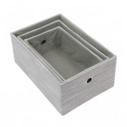 JVL Serena Rectangular Storage Baskets - Set of 3 in Light Grey - thumbnail 2