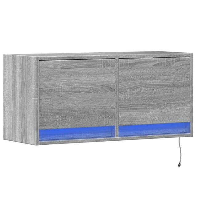 Berkfield Home TV Wall Cabinet with LED Lights Grey Sonoma 80x31x35 cm - Size: 80 x 31 x 35 cm - image 1