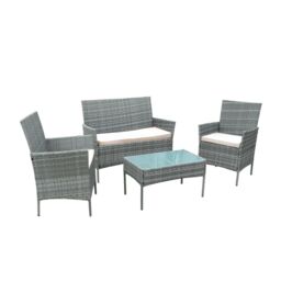 Neo 4 Piece Rattan Outdoor Furniture Garden Sofa Set in Grey - thumbnail 2