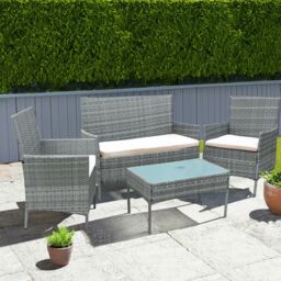 Neo 4 Piece Rattan Outdoor Furniture Garden Sofa Set in Grey - thumbnail 6