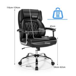 Costway PU Leather Office Chair Padded Modern Executive Chair Ergonomic Computer Desk in Black - thumbnail 2