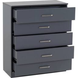 FORGEVIO Dark Grey 5 Drawer Chest Freestanding Bedroom Large Storage - thumbnail 5