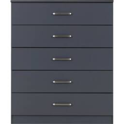 FORGEVIO Dark Grey 5 Drawer Chest Freestanding Bedroom Large Storage - thumbnail 4