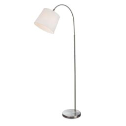 Netlighting Tower Floor Lamp Brushed Steel with Cream Shade in Grey